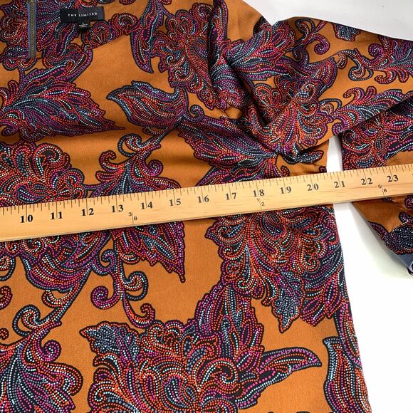 The Limited Paisley Printed Long Sleeve Dress Size Large NWT Copper Lined Orange - Picture 14 of 16